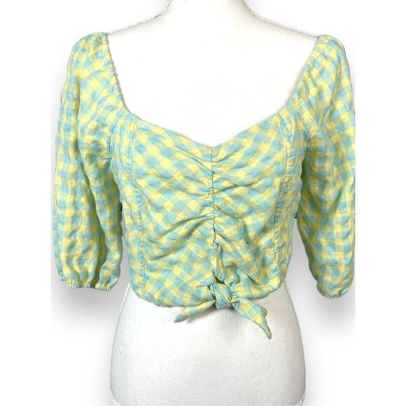 Kirious Gingham Tie Front Crop top - Picture 1 of 4